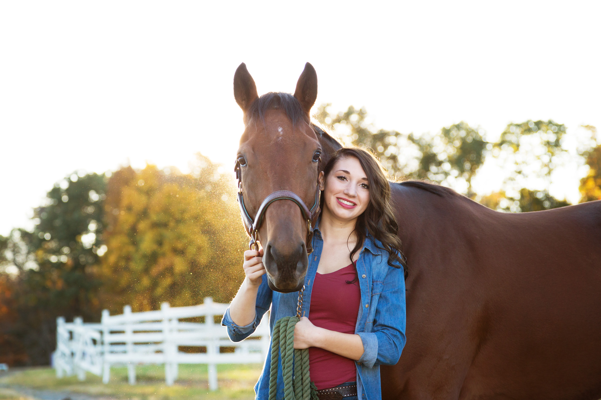 horse over girl's shoulder in New Jersey