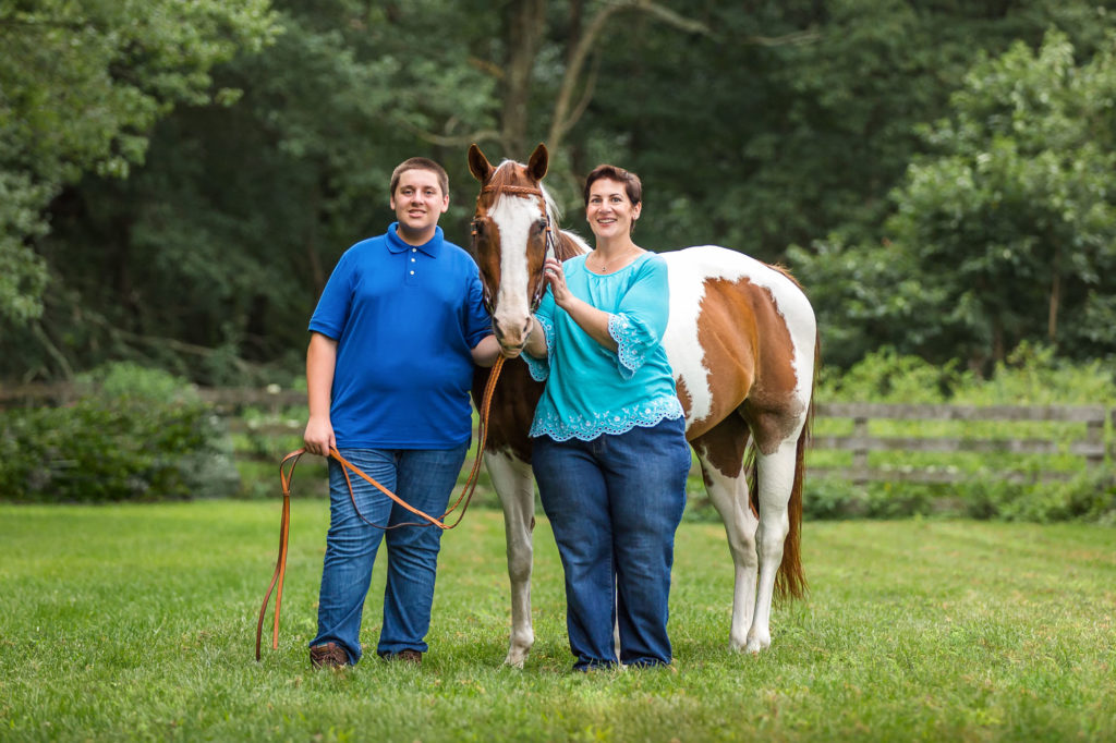 Joanne and her son with Brandy at Forest Edge Farm