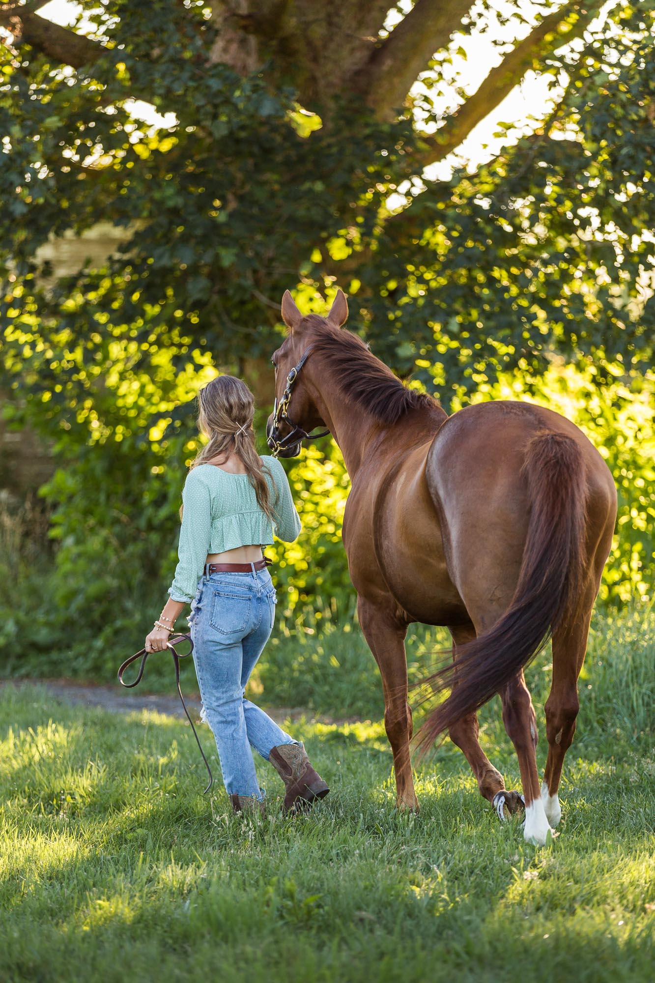 Alyssa walking Ben at Cambria Stables